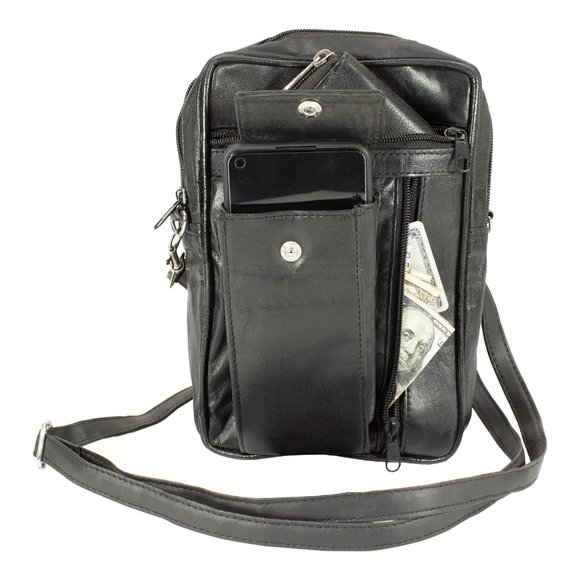 Lambskin Leather Shoulder Travel Bag Phone Organizer Bag - Picture 2 of 15